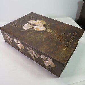Dark Brown Floral Box w Magnetic Closure Storage - Gift Box